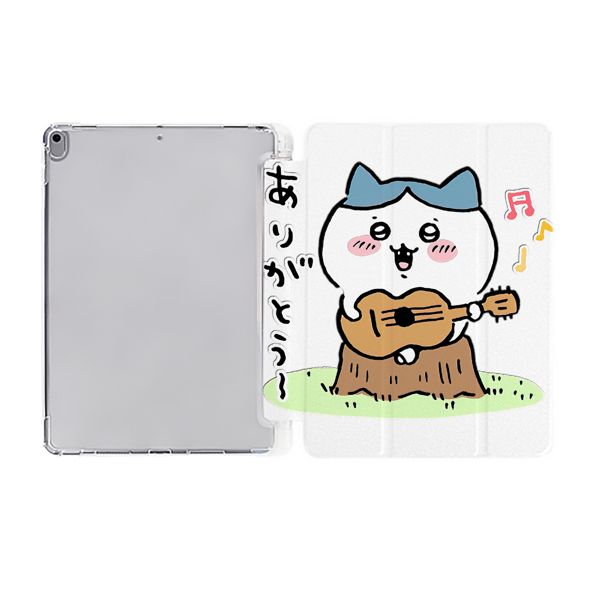 （画像用） ちいかわ ハチワレ Chii-kawa hachiware IPad ケース ペン収納付き 三つ折りスタンド PUレザー×シリコン 対応機種9.5/10.5/10.9インチ